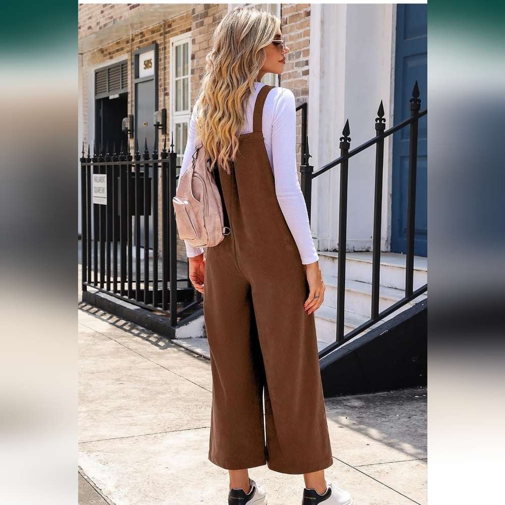 Wide Leg Corduroy Overalls